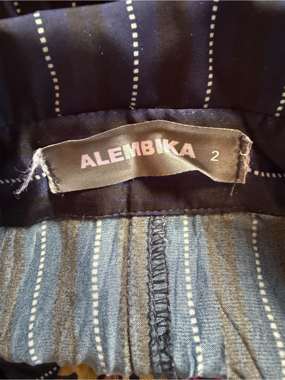 ALEMBIKA bubble hem striped button down shirt dress front pocket pop of color 2 - Picture 9 of 13